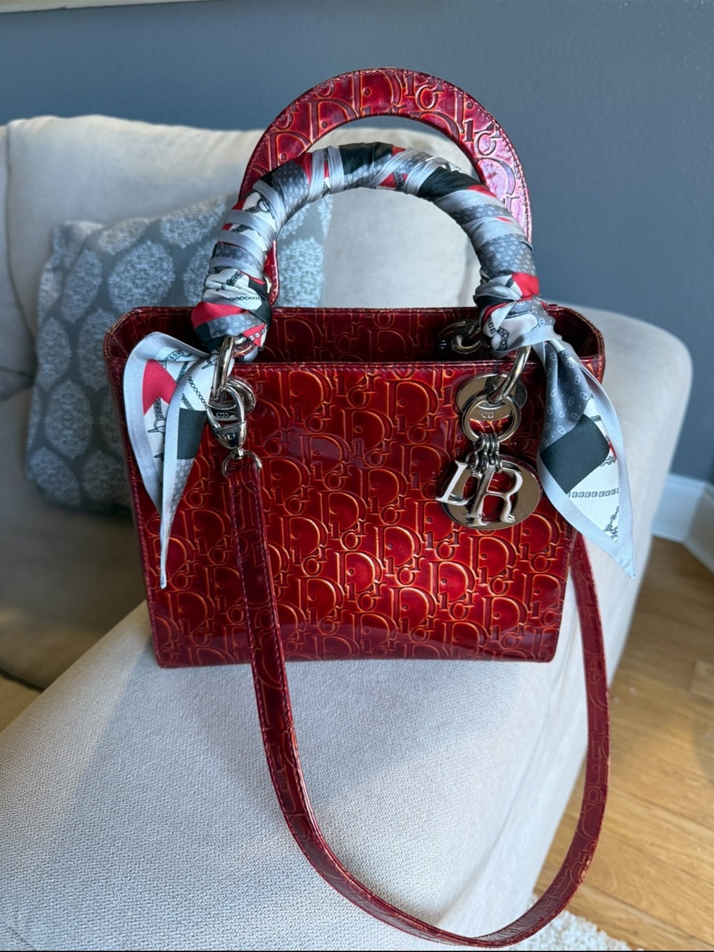 Dior Red Patent Oblique Lady Dior.
